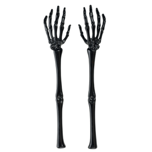 Garfo Plástico Grande Mãos de Esqueleto Preto 30cm - 2 Un