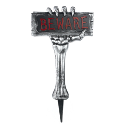 Placa de Jardim Beware Decoração Halloween 53cm - 1 Un