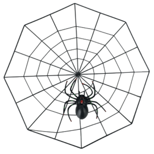 Teia com Aranha Preta Decorativa 35cm - 1 Un