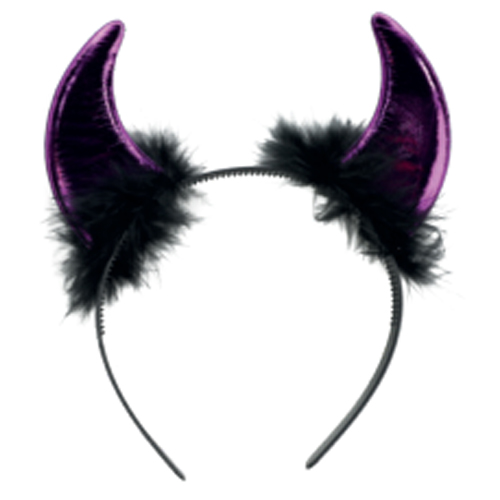 Tiara Chifre com Plumas Roxo - 1 Un