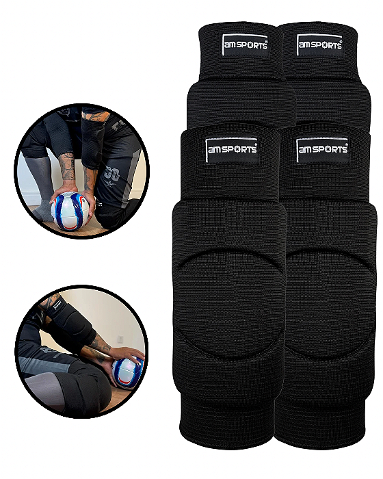 Kit Joelheira Premium + Cotoveleira Premium AM Sports - Preto