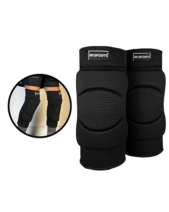 Joelheira Infantil Para Goleiro AM Sports - Preto