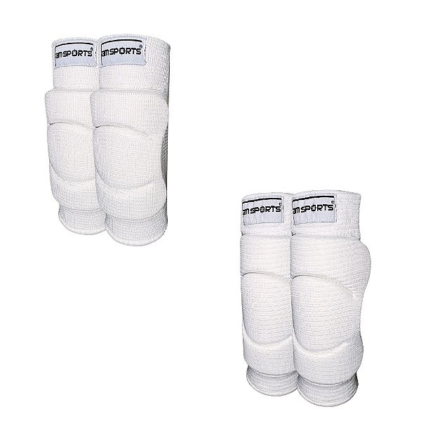 Kit Infantil Joelheira + Cotoveleira AM Sports - Branco