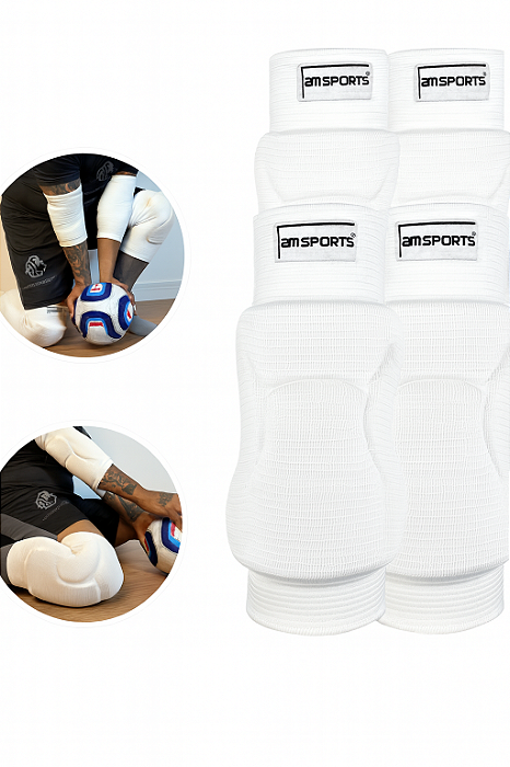 Kit Joelheira Titanium + Cotoveleira Titanium AM Sports - Branco