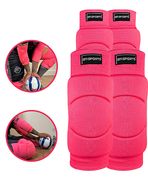 Kit Joelheira Premium + Cotoveleira Premium AM Sports - Rosa