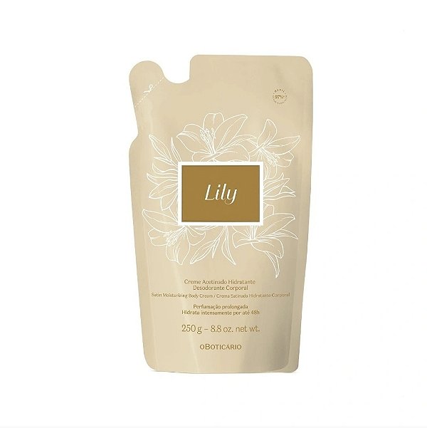 Refil Creme Acetinado Hidratante Desodorante Corporal Lily 250g