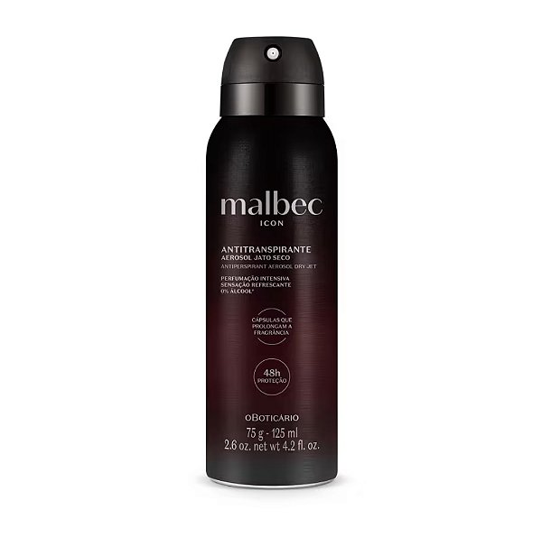 Antitranspirante Aerossol Jato Seco Malbec Icon 75g/125ml