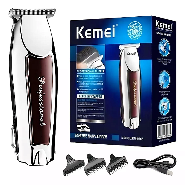Máquina P Cabelo Kemei Profissional Detalhe Km-9163 Original