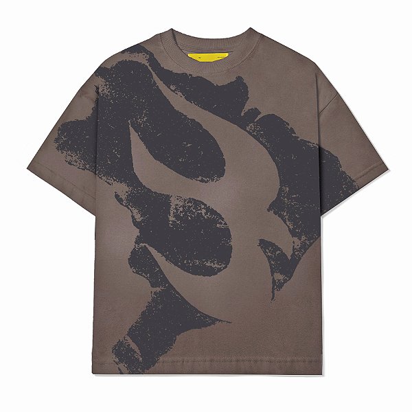 Camiseta Barra Crew Estencil Estonada Marrom