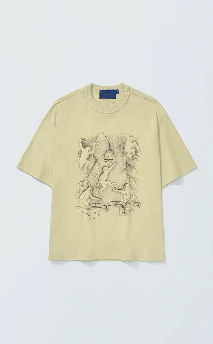 Camiseta Quadro Creations Monkeys Boxy Light Green