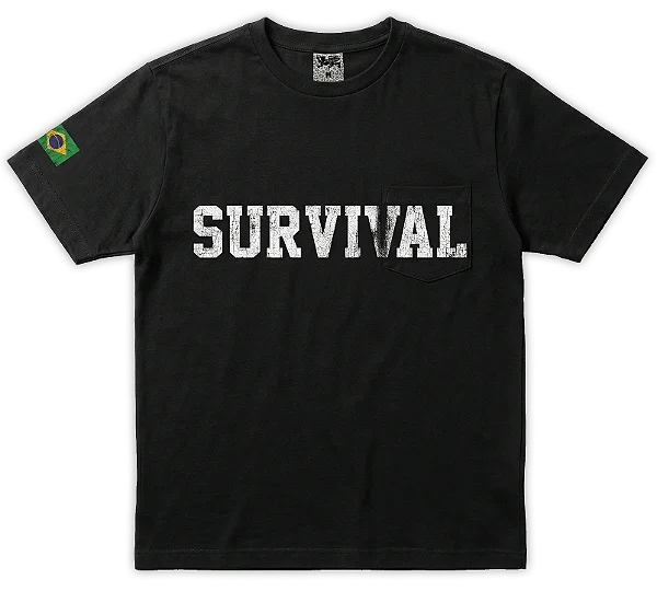 Camiseta Survival Guerra Pocket Preto
