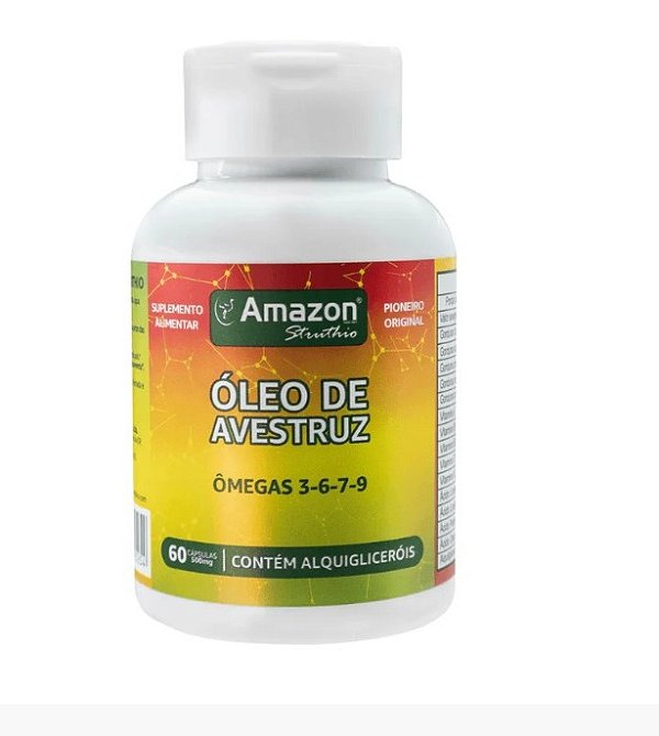 Óleo de Avestruz em Cápsulas - 60cps - Ômega 3, 6, 7 e 9