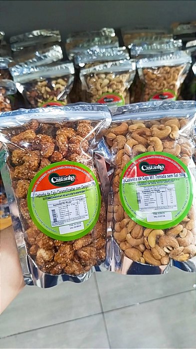 COMBO QUERIDINHAS:CASTANHA DE CAJU TORRADA + CASTANHA DE CAJU CARAMELIZADA COM COCO