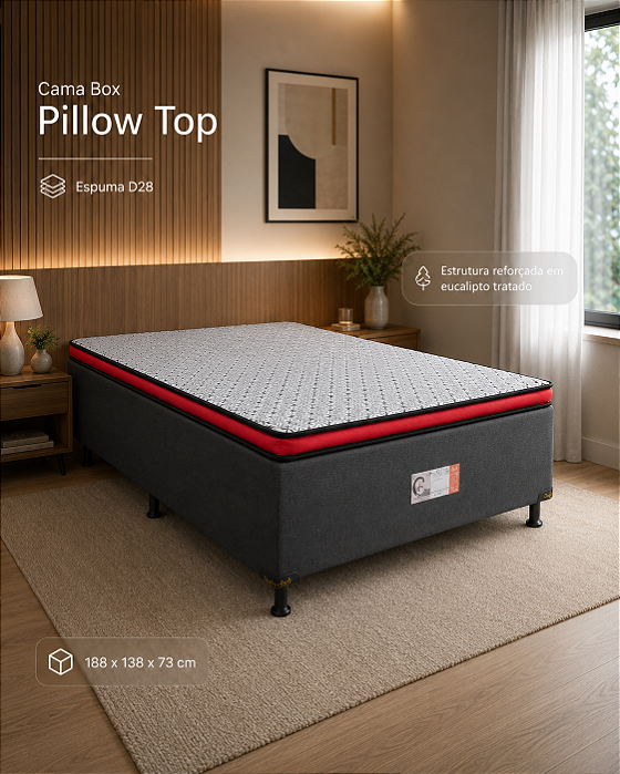 Cama Box Casal Pillow Top - Luxo, Conforto e Durabilidade Incomparáveis