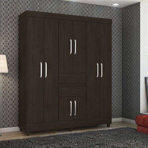 Guarda-Roupa Casal Munique 8 Portas Ébano Touch – Espaço, Organização e Elegância!