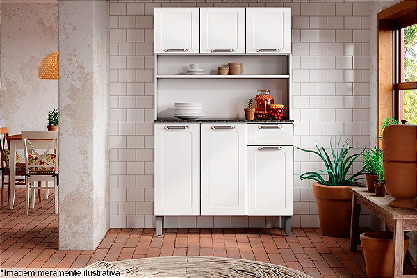 Kit de Cozinha Compacta Dona Maria 6 Portas e 1 Gaveta – Praticidade, Resistência e Design Moderno