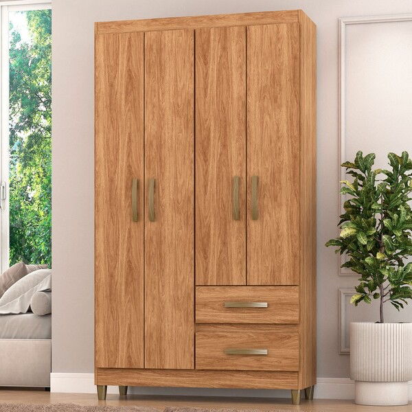 Guarda-Roupa Solteiro 4 Portas 2 Gavetas – Organização, Qualidade e Design Compacto!