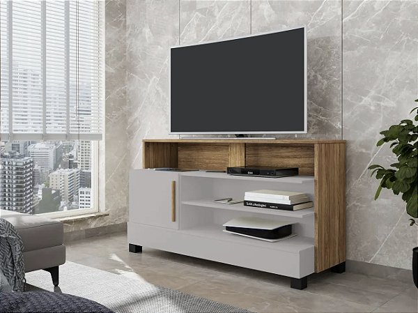 Rack Para TV Até 48 Polegadas Riviera Off White/Cinamomo – Modernidade, Funcionalidade e Sofisticação!
