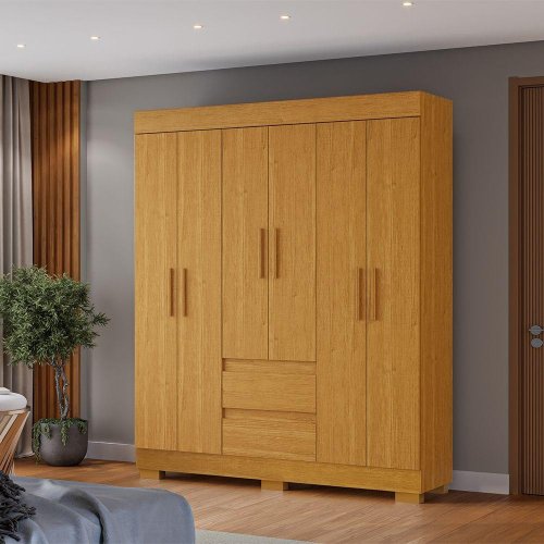 Guarda-Roupa 6 Portas 2 Gavetas Maya Cinamomo