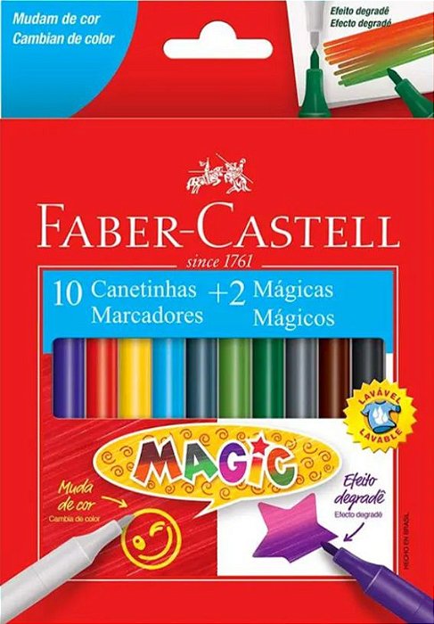 CANETINHA HIDROGRÁFICA MAGIC 10 CORES E 2 CORES MÁGICAS FABER-CASTELL - 150112MZF