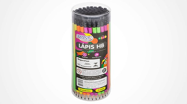 Lapis hb neon de resina plástica redondo com borracha - LP7203