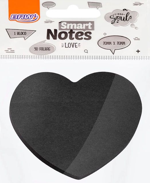 Bloco brw Smart Notes Love Coração Preto – BA5002