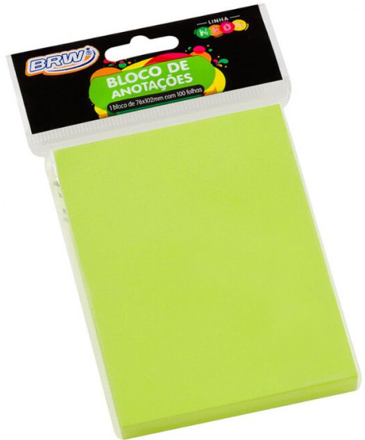 Bloco Adesivo Smart Notes Verde Neon 76mm X 102mm - BRW - BA7504