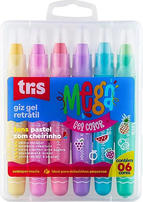 Giz Gel Retrátil Mega Gel Color Tris 06 cores - 632759