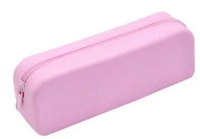 Estojo Retangular Silicone 1 ziper cor rosa pastel - ET0800
