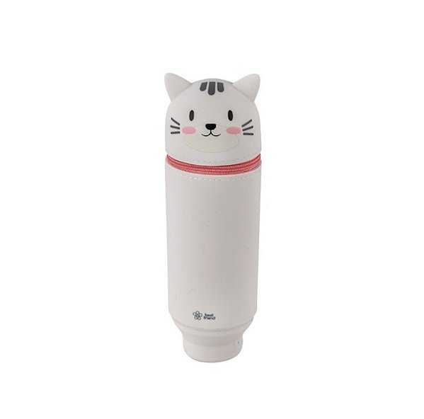 Estojo Escolar  Silicone Base Retrátil Gato Brw - ET0843