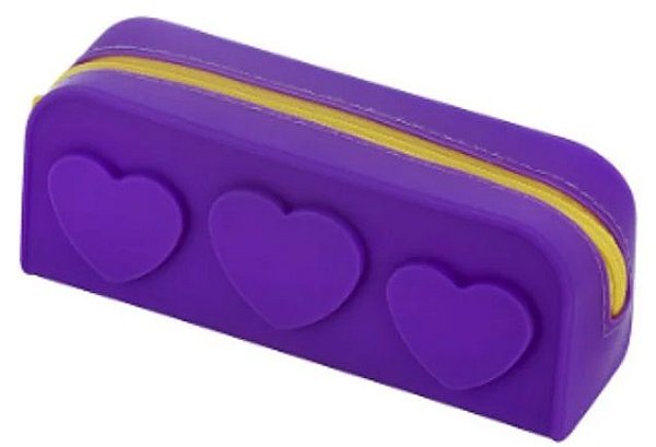 Estojo De Silicone Coração Roxo Com Amarelo - BRW ET0815