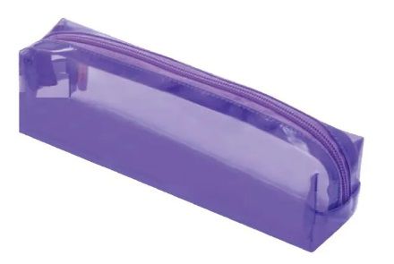 Estojo Transparente Quadrado 1 Zipe Roxo brw ET0432
