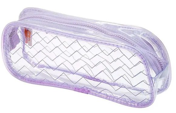 Estojo Transparente 1 Ziper Chevron Lilás Brw ET0252