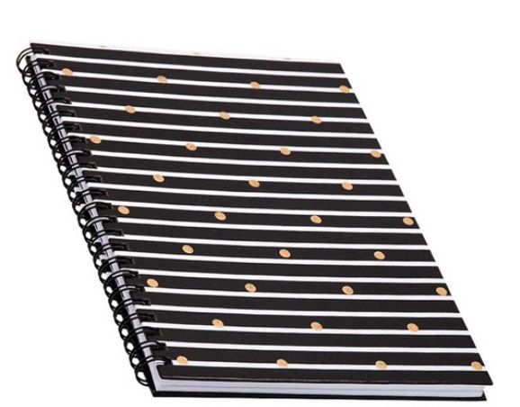 Caderno Capa Dura Preto com Bolinhas Dourada NB4560
