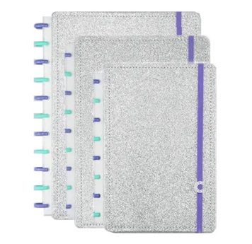 Caderno Inteligente Lets Glitter Silver Prata Médio  Grande - CIGD4146