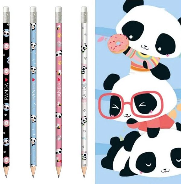 Lápis de Escrever Grafite Panda nº2 com Borracha - Tilibra 346462
