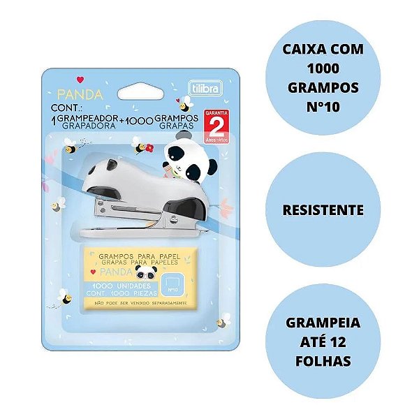 Grampeador Mini Tilibra Panda com Grampo TILIBRA 345431