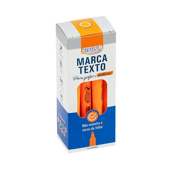 MARCA-TEXTO FLUORESCENTE LARANJA - CAIXA C/ 12UN - brw CA2004