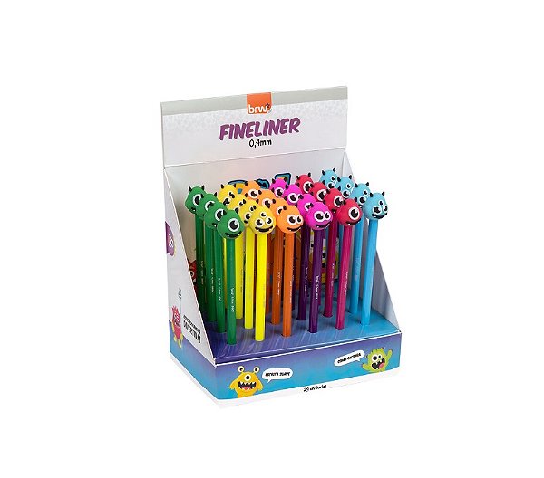 CANETA HIDROGRAFICA FINELINER 0,4MM - MONSTRO - DISPLAY C/ 24UN BRW - FI3004