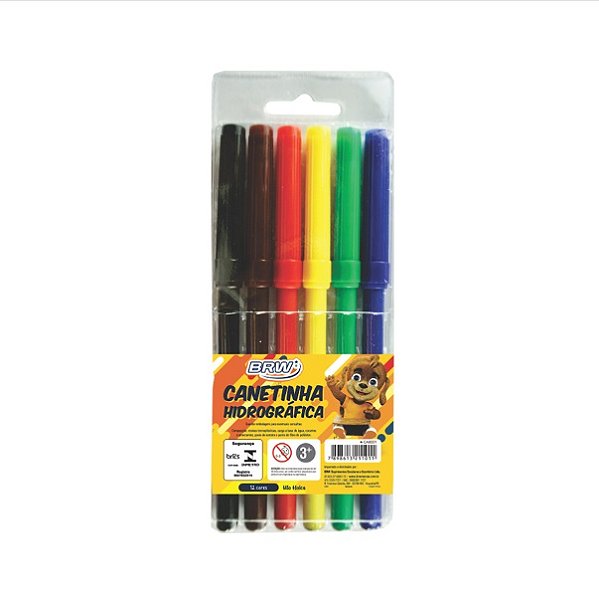 CANETINHA HIDROGRÁFICA PLUS - BLISTER C/ 6 CORES   BRW - CA8004