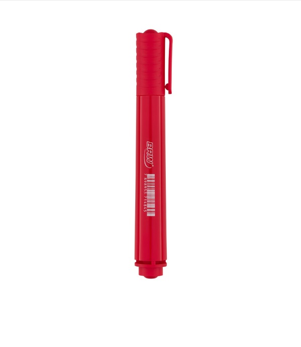 MARCADOR PERMANENTE VERMELHO RECARREGÁVEL COM PONTA CHANFRADA - CAIXA C/ 12UN   BRW - CA7003