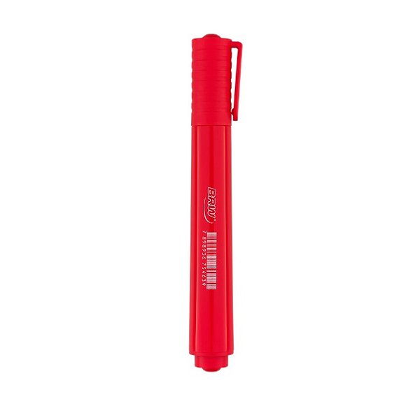 MARCADOR PERMANENTE VERMELHO COM PONTA CHANFRADA - CAIXA C/ 12UN BRW- CA4003