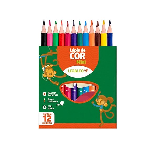 LAPIS DE COR 12 CORES  RESINA REDONDO LEO E LEO - 4693