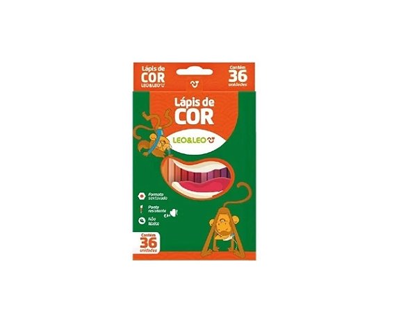 LAPIS DE COR 36 CORES RESINA SEXTAVADO FLEX LEO E LEO - 4482