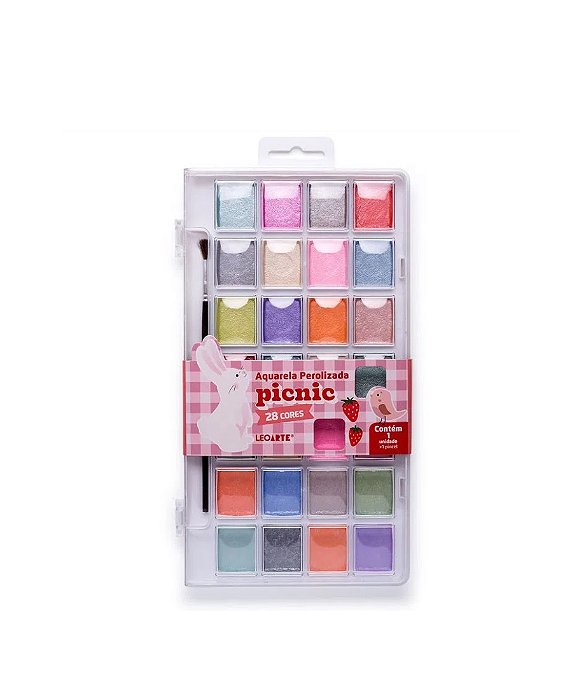 ESTOJO AQUARELA PEROLIZADA PICNIC 28 CORES LEO E LEO - 72406