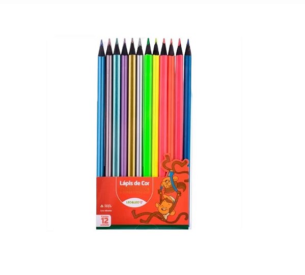 LAPIS DE COR 12 CORES APAGAVEL 6 NEON 6 METALICAS LEO E LEO 72107