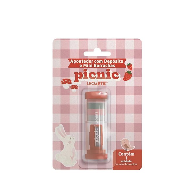 APONTADOR COM DEPOSITO E 4 MINI BORRACHAS PICNIC LEO E LEO - 74009
