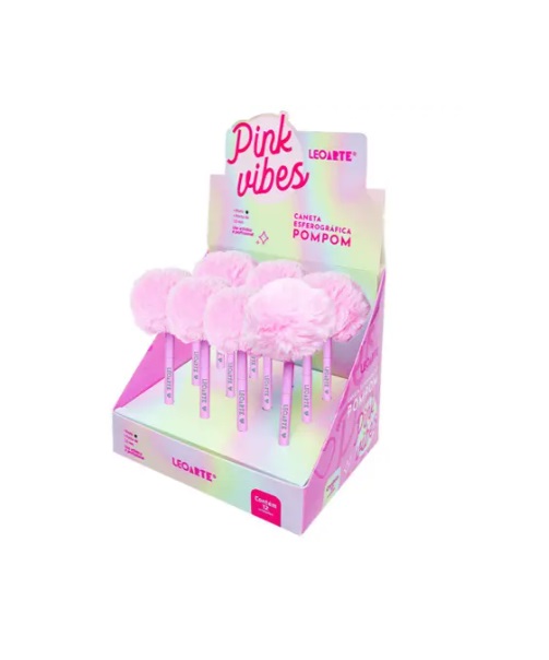 Caneta Esferográfica Leo&Leo Pompom Pink Vibes 1.0mm 97913