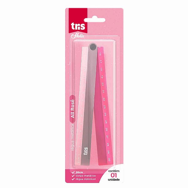 Régua Metálica – Tris Holic All Rose – 30Cm – Dobrável 906663