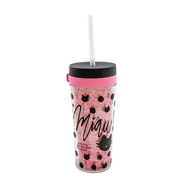 Copo fun com canudo - gatinha UATT - 40236